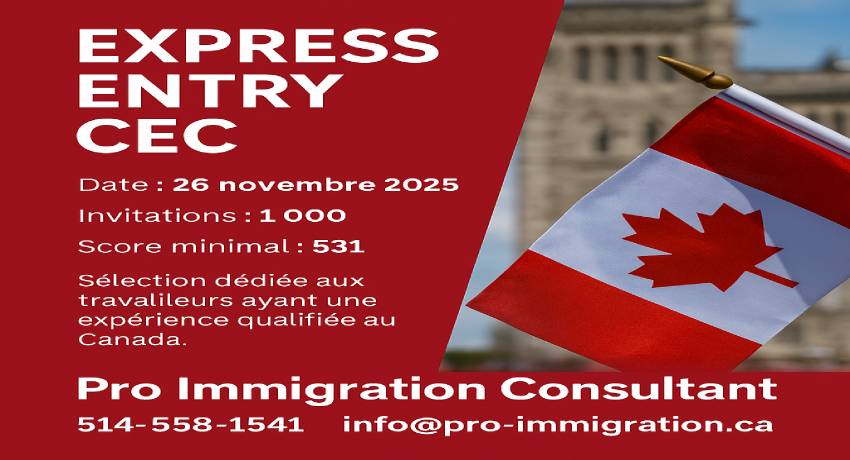 Mise à jour Entrée Express – Catégorie CEC du 26 novembre 2025